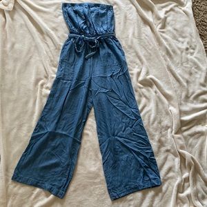“Denim” Strapless Jumpsuit with Pockets